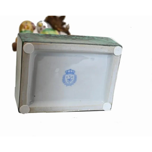 French Budgie Bird Candlestick in Porcelain For Sale - Image 4 of 10