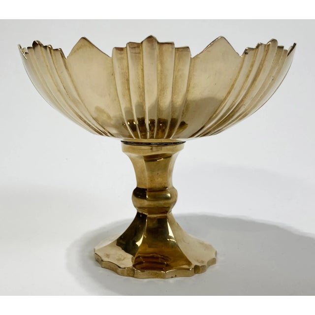 Art Deco Vintage Brass Art Deco Style Compote Pedestal Bowl For Sale - Image 3 of 7