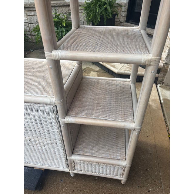 Palm Beach Chic Wicker & Bamboo Etagere For Sale In Chicago - Image 6 of 12