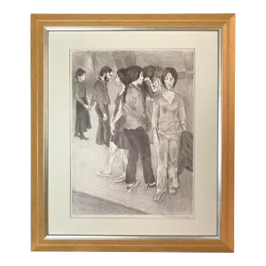 Original Lithograph "Gathering" New York by Raphael Soyer American Art 24" X 28".