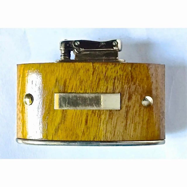 Mid-Century Modern Wood & Brass Lighter For Sale - Image 4 of 7