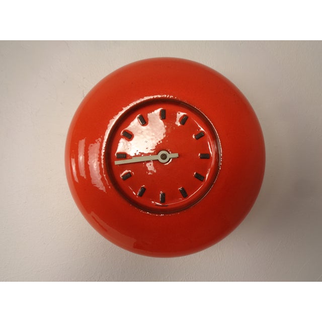 Orange Pop Art Ceramic Wall Clock, 1970s For Sale - Image 16 of 16