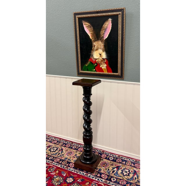 Antique French Louis XIII Barley Twist Pedestal Plant Stand Oak 42" T For Sale In Dallas - Image 6 of 18