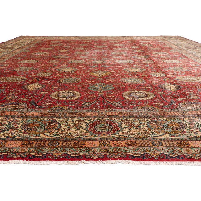 English Antique Persian Tabriz Rug, 14'11 X 19'03 For Sale - Image 3 of 10