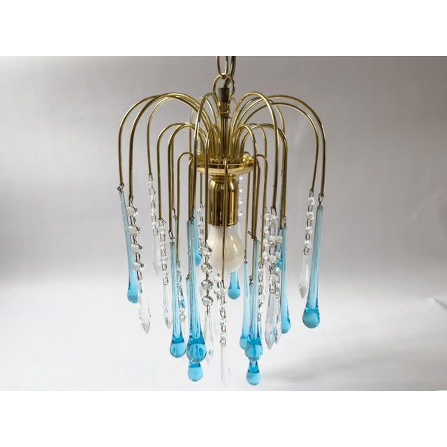Vintage Murano-Style Blue Glass Teardrop Waterfall Chandelier, C. 1970 For Sale - Image 18 of 18