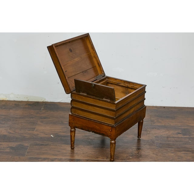 Victorian Faux Book Trunk on Base Table with Storage, 19th Century Accent Piece For Sale - Image 9 of 12