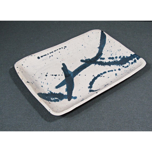 Abstract Signed Studio Pottery Abstract Ceramic Tray For Sale - Image 3 of 10