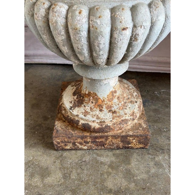 Set of 4 19th Century French Cast Iron Garden Urns For Sale - Image 16 of 18