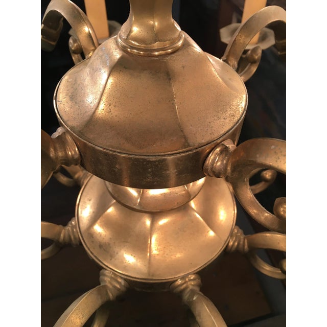 Art Deco Style Brass Chandelier, 1970s For Sale - Image 6 of 14