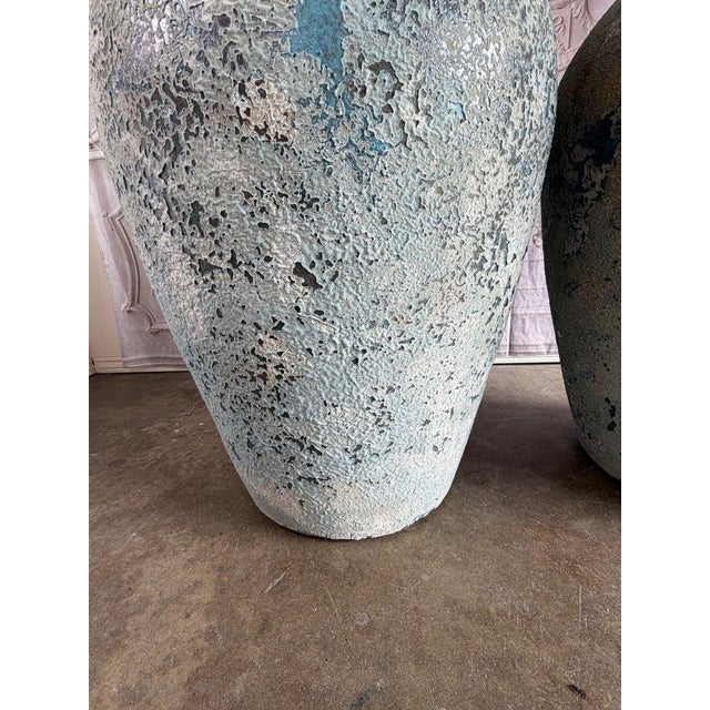 Rustic European Terra Cotta Blue Urns, Garden Elements, Elegant Design For Sale - Image 3 of 17