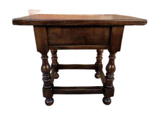 Victorian Oak Table with Drawer, Spain, 1800s