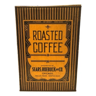 Early 20th Century Roasted Coffee 25 Lb Tin Sears Roebuck & Co. Chicago Store Coffee Display For Sale