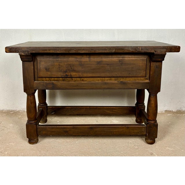 Pair of Early 20th Century Spanish Rustic Oak Side Tables with Drawers, 1900s For Sale - Image 4 of 12