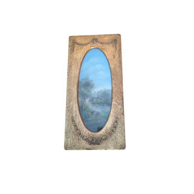Antique Landscape Painting in Ornate Wood Frame For Sale - Image 12 of 12