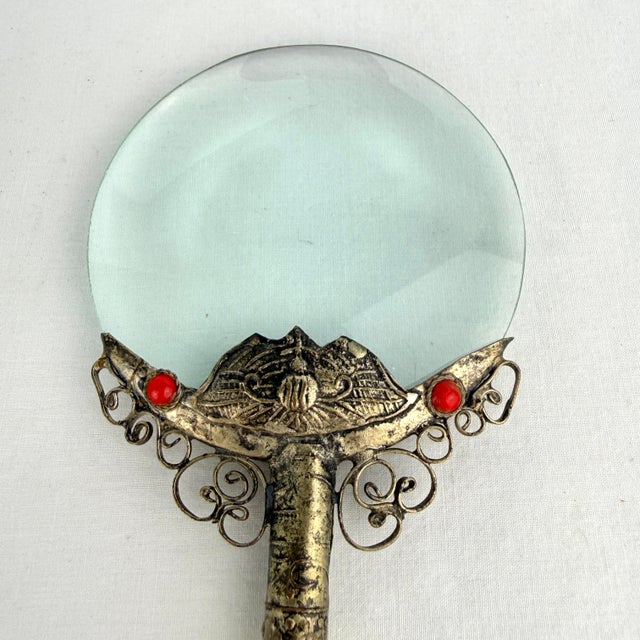 Gemstone Vintage Chinese Nephrite Magnifying Glass With Original Box For Sale - Image 7 of 12