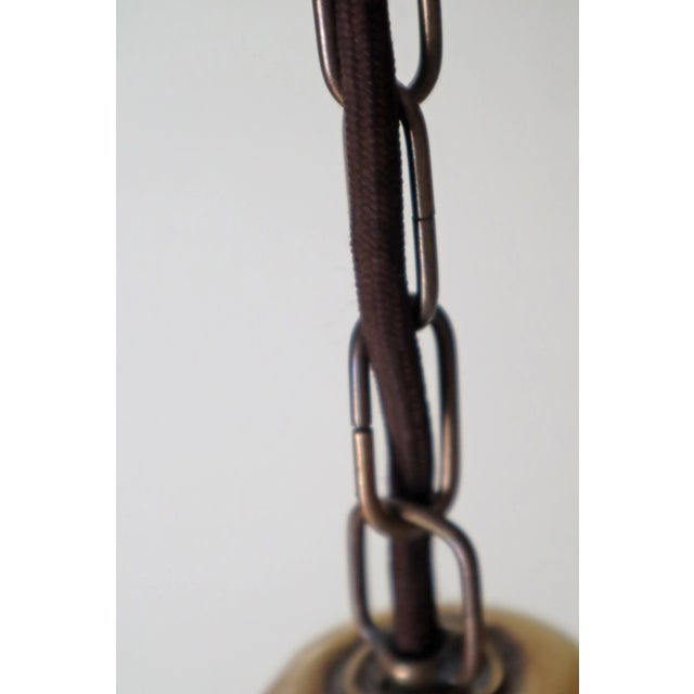 Metal Art Nouveau Hanging Lamp in White Glass and Brass, 1920 For Sale - Image 7 of 18