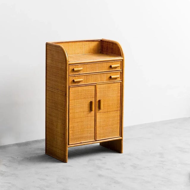 Wooden and Bamboo Entrance Furniture, 1970s For Sale - Image 9 of 9