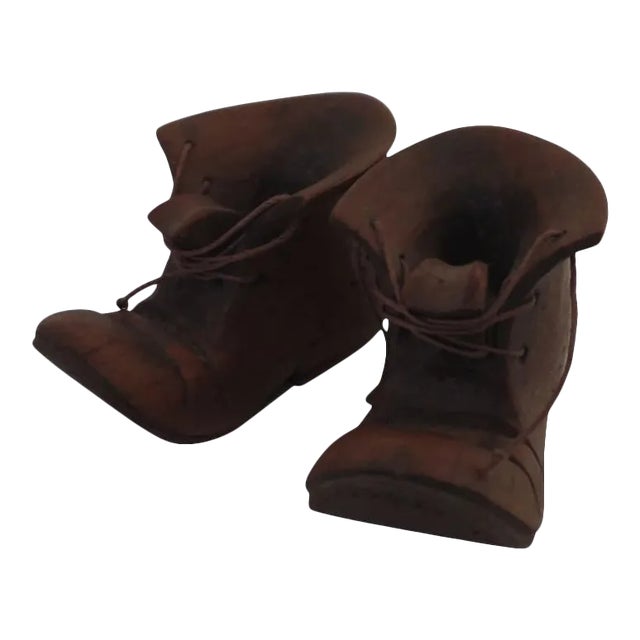 Mid 20th Century Miniature Hand Carved Boots For Sale