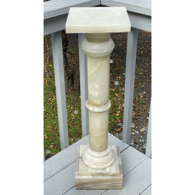 Antique Victorian - Art Deco Era Alabaster Rotating Stone Pedestal Fern Stand For Sale - Image 16 of 16