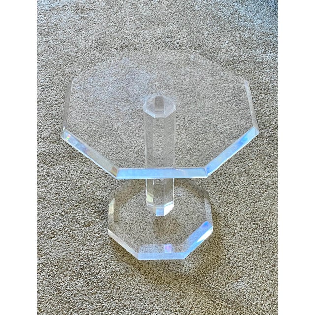 1970s Minimalist Octagonal Thick Lucite Table For Sale - Image 9 of 12