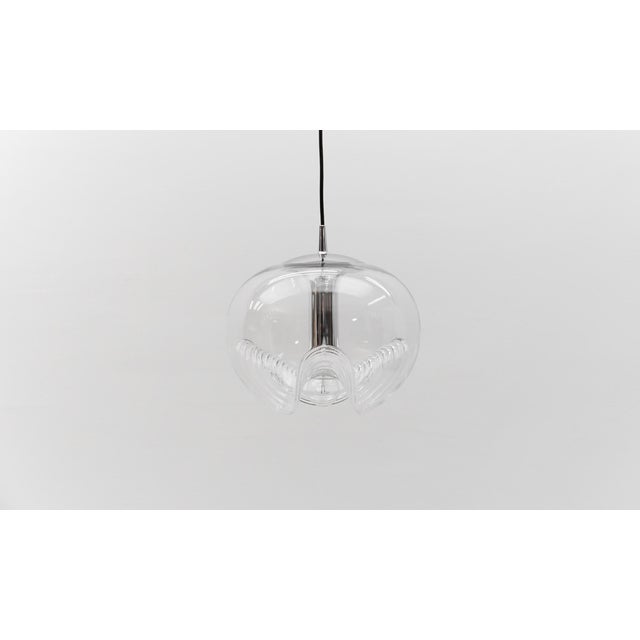 Ceiling lamp wave by koch & lowy for peill & putzler, germany düren, 1970s. the lamp can be adjusted from 40cm to a height...