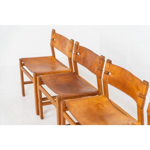 Oak & Leather Dining Chairs, Denmark, 1960s, Set of 4 For Sale - Image 6 of 17