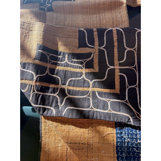 Rare Antique Japanese Ainu Robe Hokkaido Elm Fibers with Appliqué Embroidery For Sale - Image 4 of 16