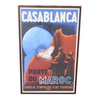 1930s Casablanca Morocco Porte Du Maroc Travel Poster, Framed For Sale