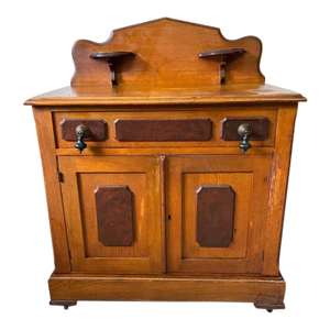 Antique Early Victorian Style Washstand Cabinet With Backsplash