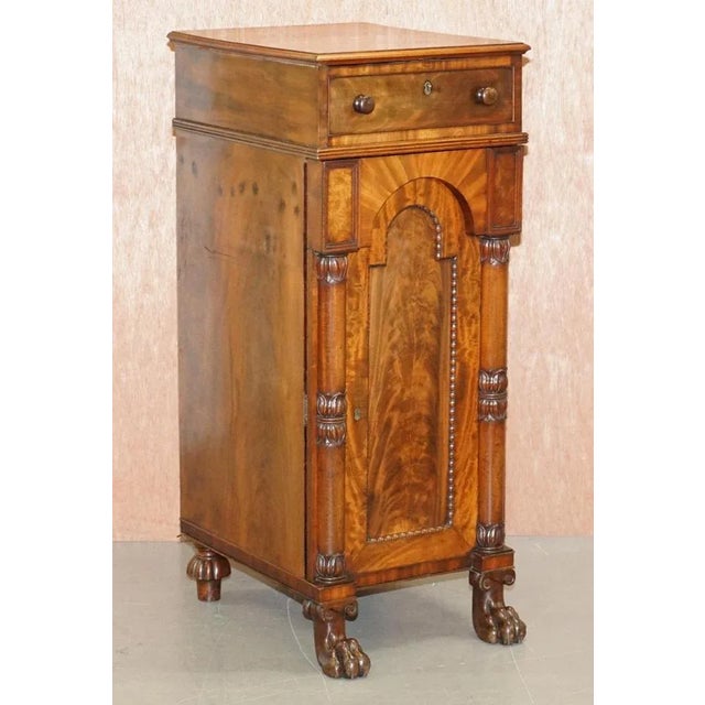 Large William IV Flamed Hardwood Side Cabinets with Campaign Drawers, 1830s, Set of 2 For Sale - Image 17 of 18