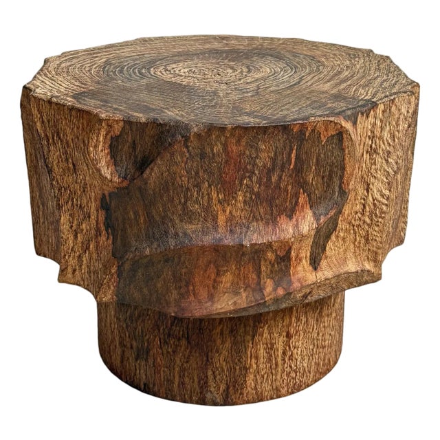 Lychee Swirl Carved Side Table For Sale