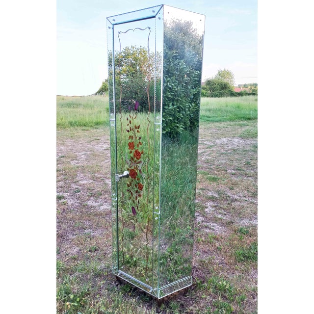 Green Art Deco Corner Mirrored Cabinet, 1940s For Sale - Image 8 of 12
