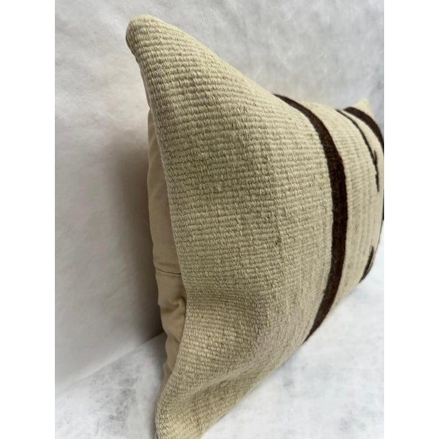 Turkish Hemp Pillow Cushion Natural Brown Beige Pillow Cushion Cover 16" x 24" For Sale - Image 4 of 4