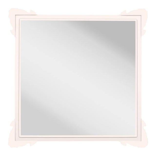 Fleur Home Garden District Napoleon Square Mirror in Frosted Petal, 30x30 For Sale