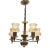 Antique 5 Arm Chandelier | Opalescent Amber Glass Shades For Sale