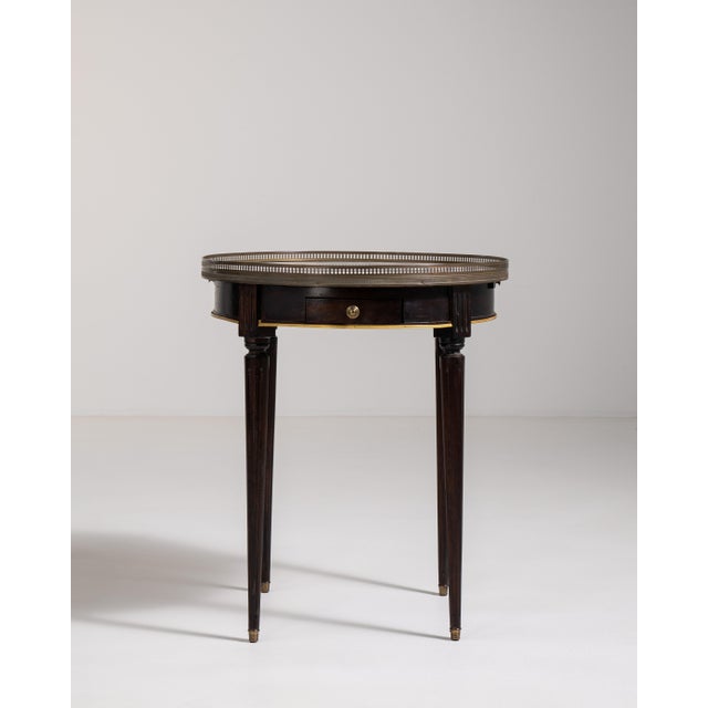 Bouillotte Table with Marble Top and Brass Accents, Antique, France, 19th Century For Sale - Image 15 of 15