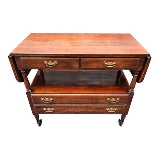 Statton Trutype Cherry Four-Drawer Rolling Drop-Leaf Dry Bar and Buffet Server For Sale