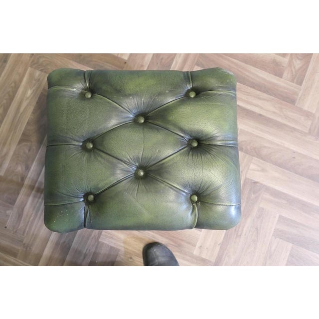 Walnut and Leather Chesterfield Library Ottoman, 1960s For Sale - Image 9 of 10
