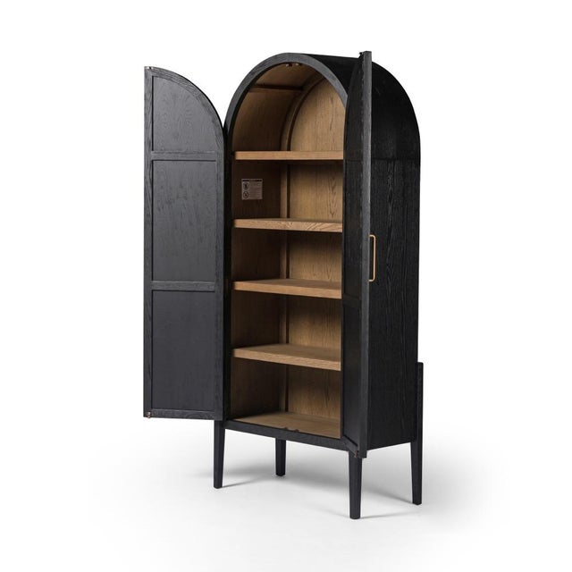 Four Hands Tolle Panel Door Cabinet, Drifted Matte Black For Sale - Image 10 of 13
