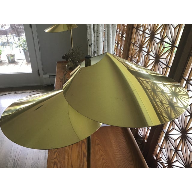 1970s Mid-Century Modern Curtis Jere Signed Lily Pad Table Lamp in Brass - Set of Two For Sale In Washington DC - Image 6 of 18