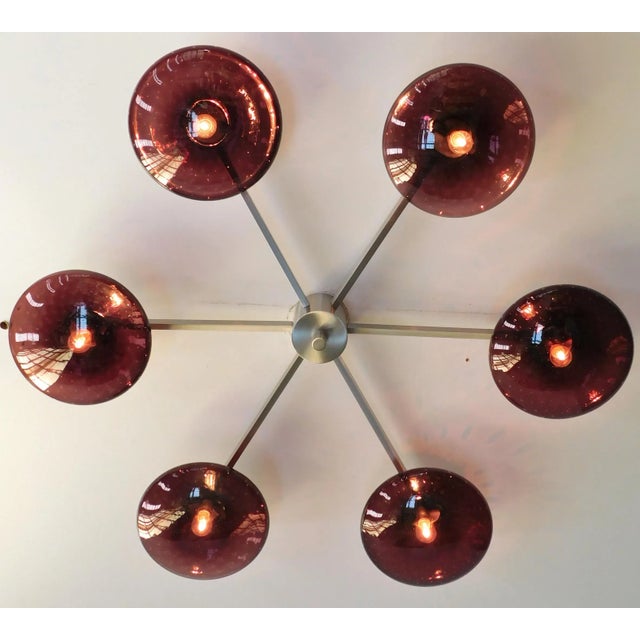 Mid-Century Modern Sei Satin Nickel Amethyst Bubbles Glass Flush Mount by Fabio Ltd For Sale - Image 3 of 6