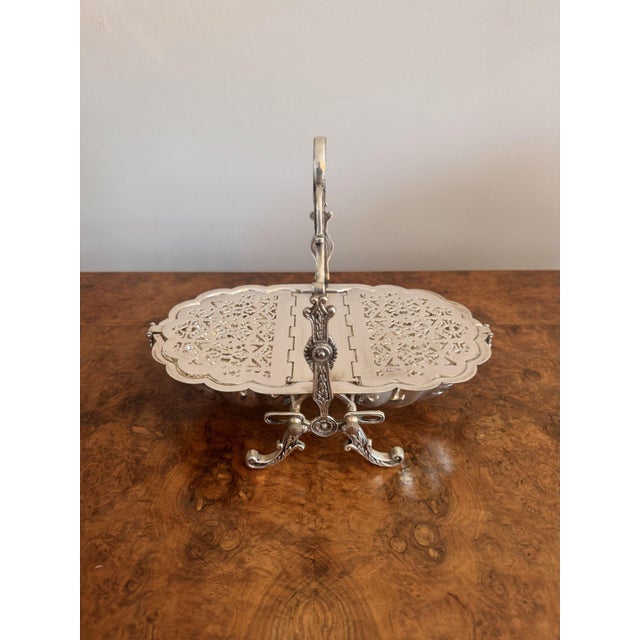 19th Century Antique Silver-Plated Folding Shell Biscuit Box, 1880 For Sale - Image 5 of 8