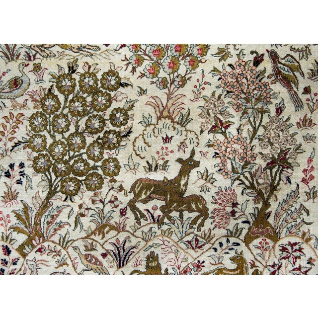 Mid 20th Century Mid-20th Century Persian Silk Qum Rug For Sale - Image 5 of 15