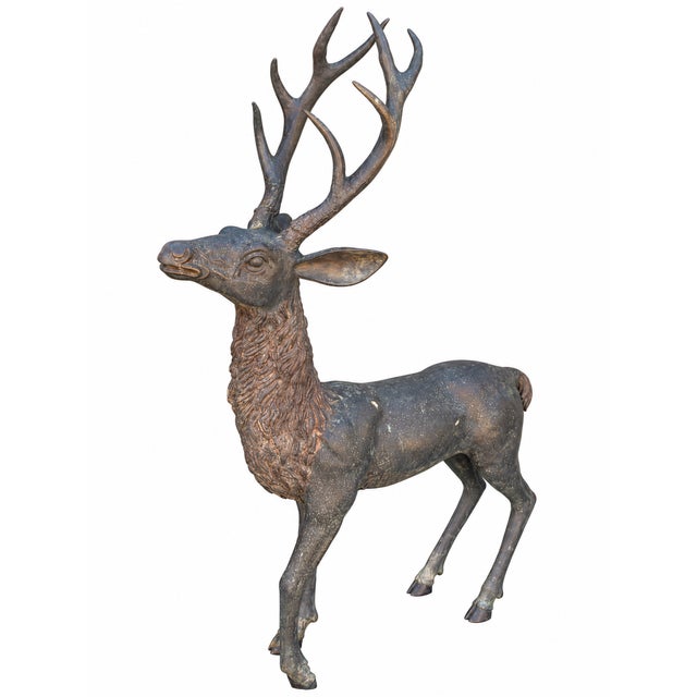 1980s Bronze Stag and Doe Garden Sculptures, Pair For Sale - Image 4 of 10