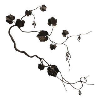 Warm Black Grape Leaf Wall Sculpture For Sale