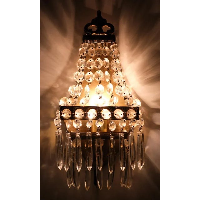 Gold Chrystal Wall Lights, France, 1958, Set of 2 For Sale - Image 8 of 9