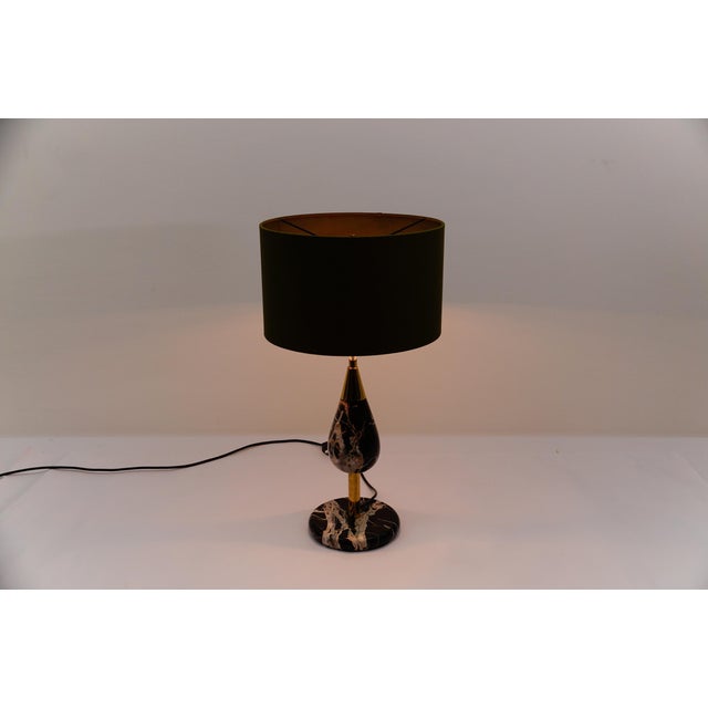 Mid-Century Modern Black Marble and Brass Table Lamp, Italy, 1960s For Sale - Image 4 of 9