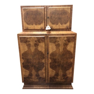 Art Deco Burl Bar Cabinet For Sale