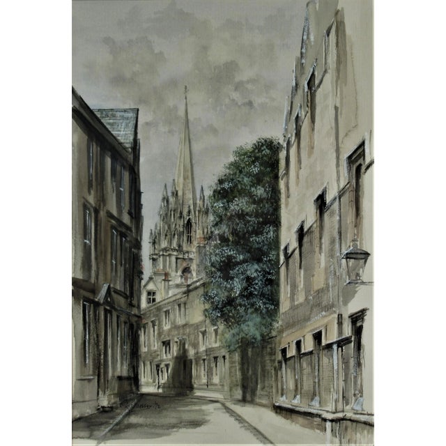 This artwork "Street in Oxford" 1972 is a watercolor by noted architectural British artist, Ken Messer 1931-2017. It is...