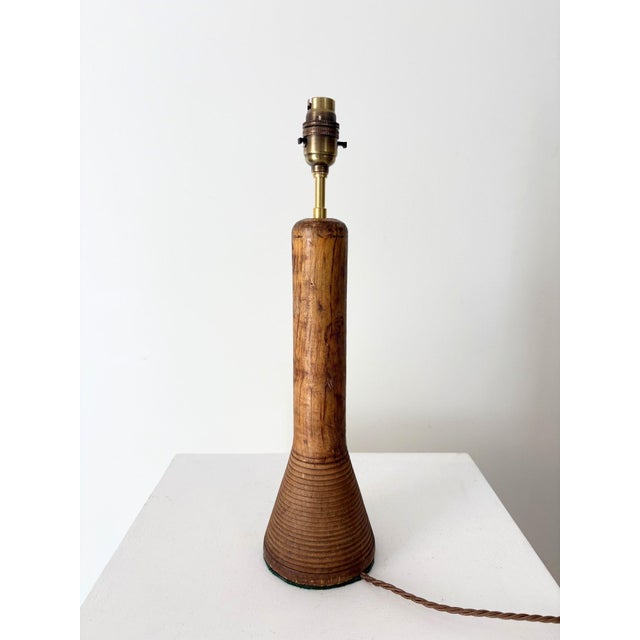 Wood Minimalist Turned Wood Lamp, 1950s For Sale - Image 7 of 8